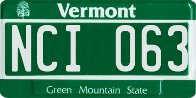 VT license plate NCI063