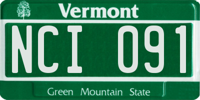 VT license plate NCI091