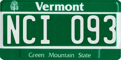 VT license plate NCI093