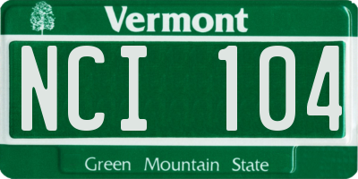 VT license plate NCI104