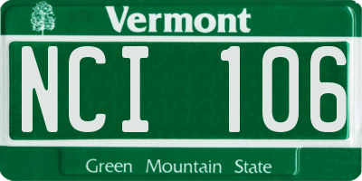 VT license plate NCI106