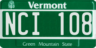 VT license plate NCI108