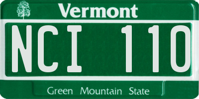 VT license plate NCI110