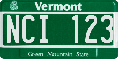 VT license plate NCI123