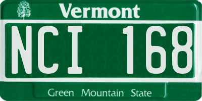 VT license plate NCI168