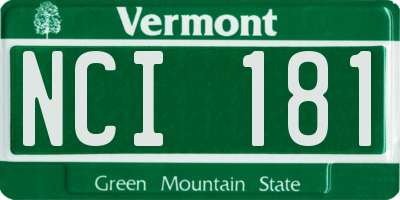 VT license plate NCI181