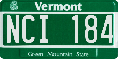 VT license plate NCI184