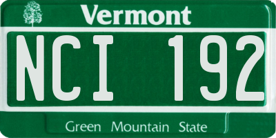 VT license plate NCI192