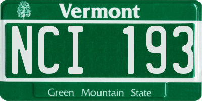 VT license plate NCI193