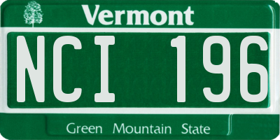 VT license plate NCI196