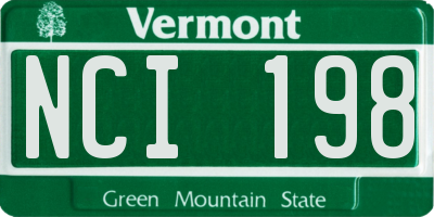 VT license plate NCI198