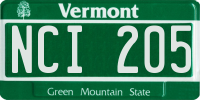VT license plate NCI205