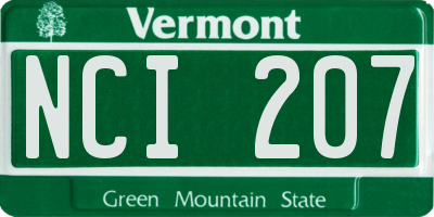 VT license plate NCI207