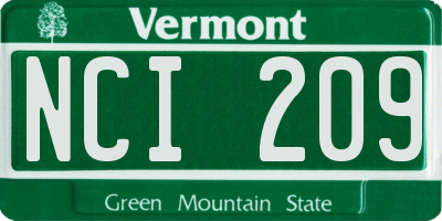VT license plate NCI209
