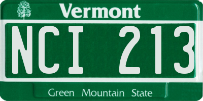 VT license plate NCI213
