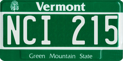 VT license plate NCI215