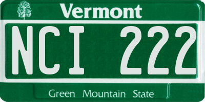 VT license plate NCI222
