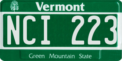 VT license plate NCI223