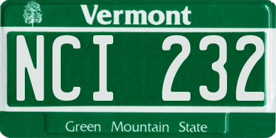 VT license plate NCI232