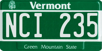 VT license plate NCI235