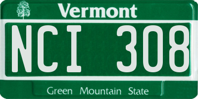 VT license plate NCI308