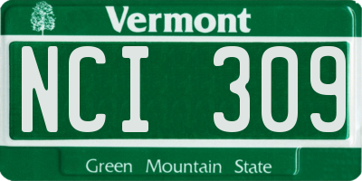 VT license plate NCI309