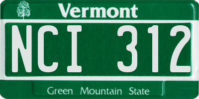 VT license plate NCI312
