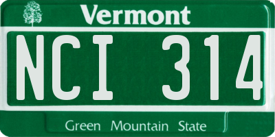 VT license plate NCI314