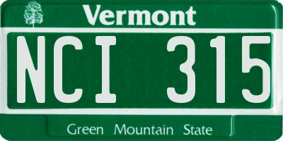 VT license plate NCI315