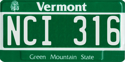 VT license plate NCI316