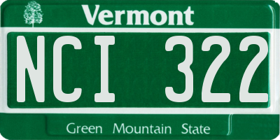 VT license plate NCI322