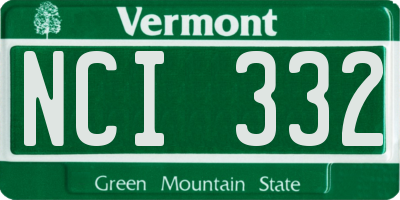 VT license plate NCI332