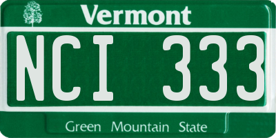 VT license plate NCI333