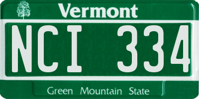 VT license plate NCI334