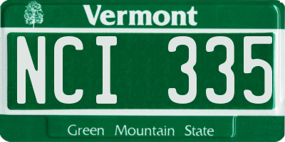 VT license plate NCI335