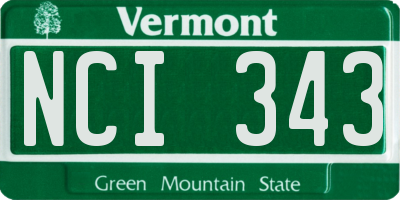 VT license plate NCI343