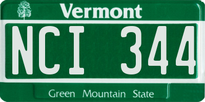 VT license plate NCI344
