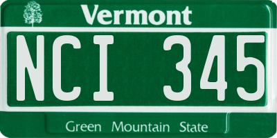 VT license plate NCI345