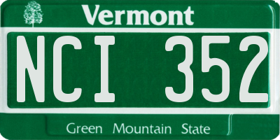 VT license plate NCI352