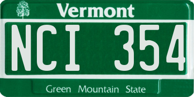 VT license plate NCI354