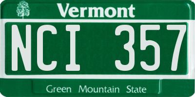 VT license plate NCI357