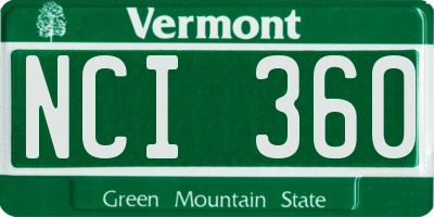 VT license plate NCI360