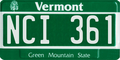 VT license plate NCI361