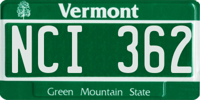 VT license plate NCI362