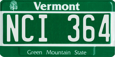 VT license plate NCI364