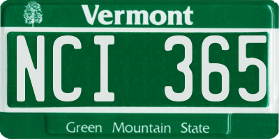 VT license plate NCI365