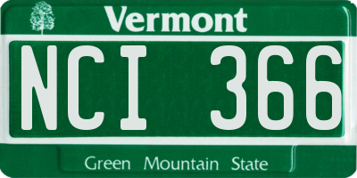 VT license plate NCI366
