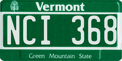 VT license plate NCI368