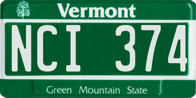 VT license plate NCI374