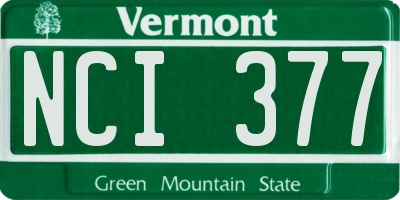 VT license plate NCI377